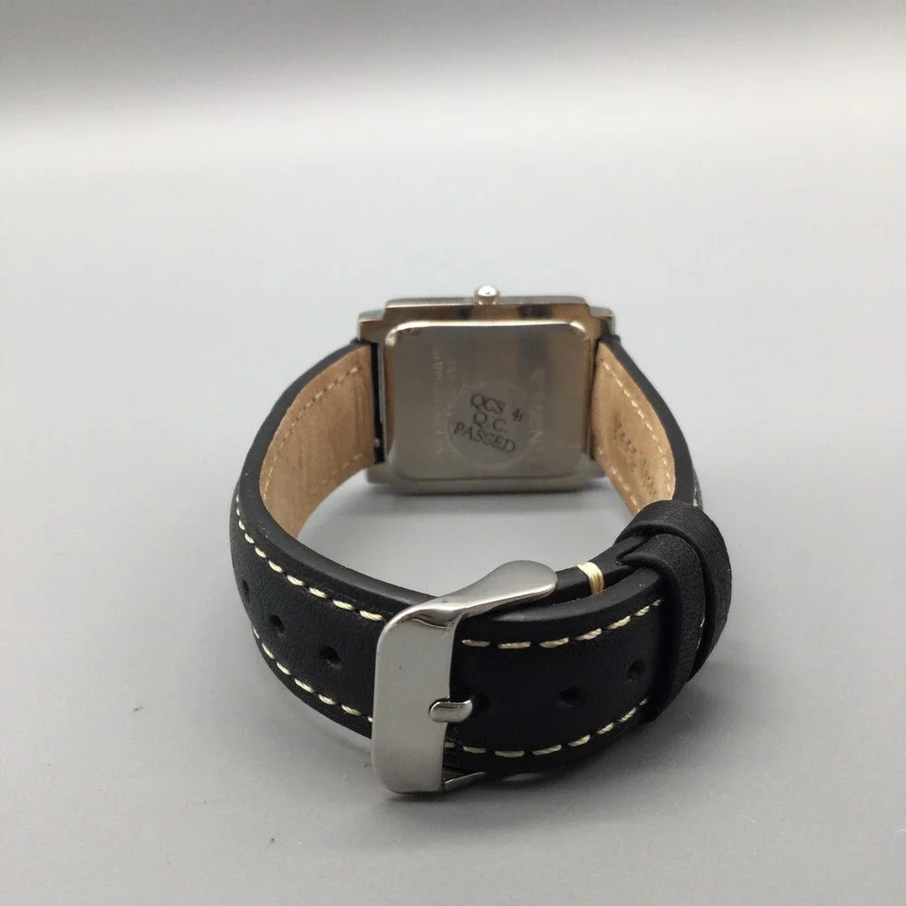 Gruen Womens Watch 28mm White Dial Crystal Bezel Black Leather New Battery